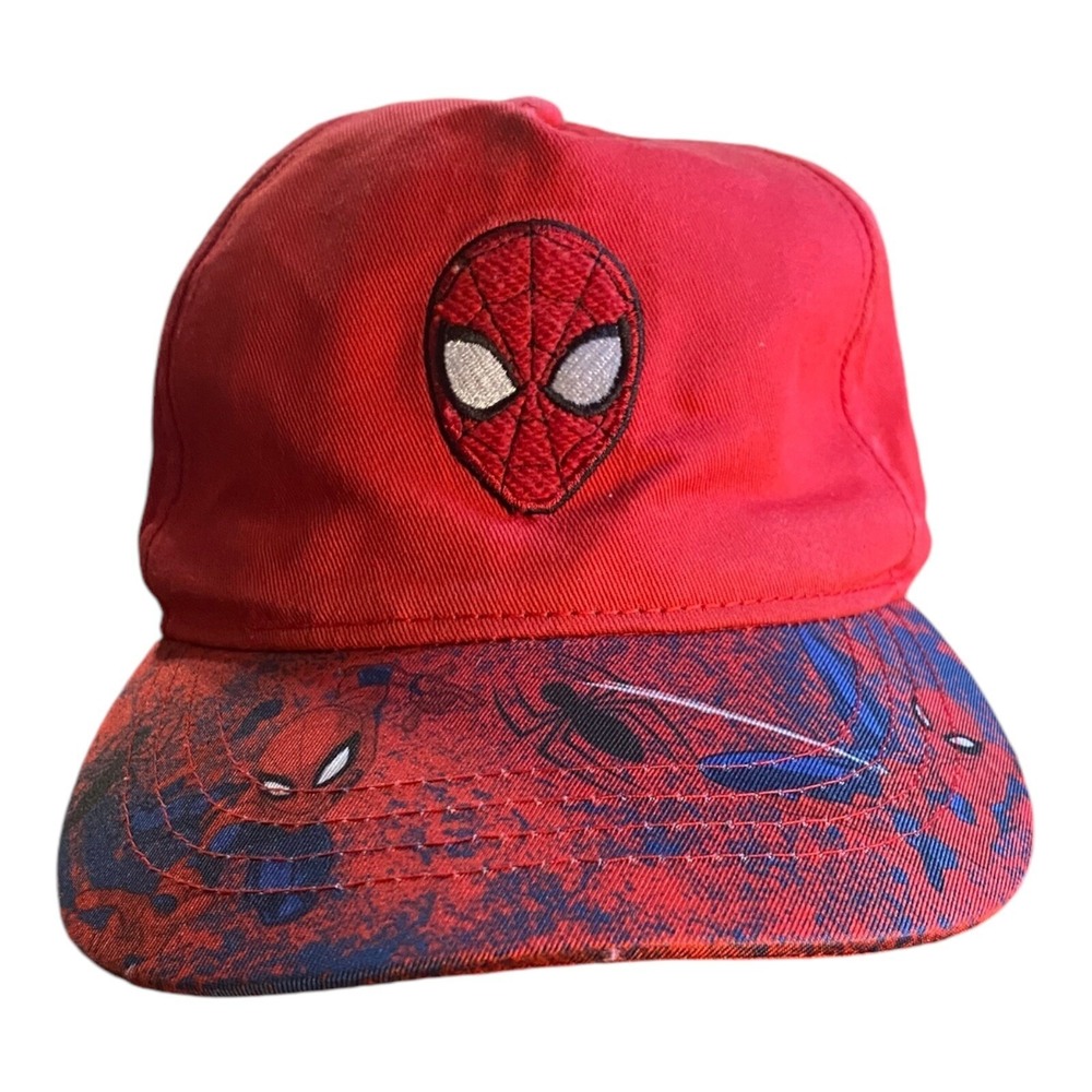 Kids Marvel Spiderman Red Blue Snapback Cap Hat One Size Fits All Embroidered